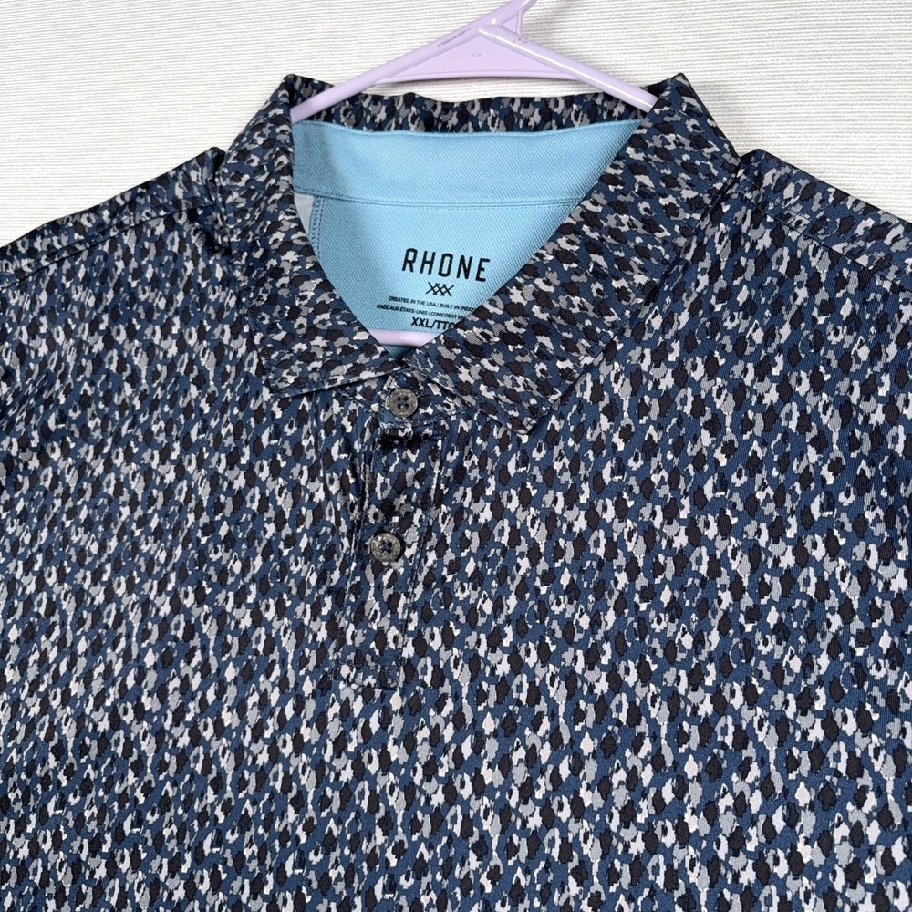 Rhone Polo Shirt Mens Size XXL Blue Poly Elastane Short Sleeve
